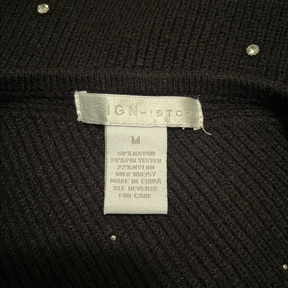 Design History Black Knit with Diamond look Accents - Picture 5 of 6